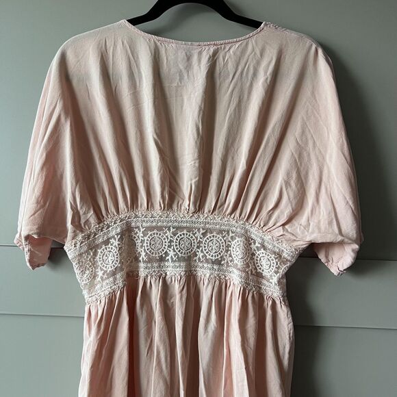 Vince Camuto Swim Cover Up Womens OS Pink Boho Crochet Lace Empire‎ Waist Kimono - Picture 7 of 12